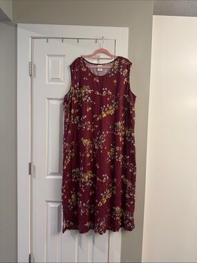 Floral Burgundy Sleeveless Midi Dress